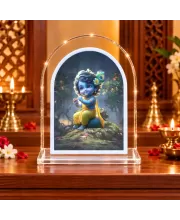 Lord Krishna L Shape Acrylic Showpiece 3 X 3.5 Inch For Home, Office And Car (F177456)