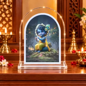 Lord Krishna L Shape Acrylic Showpiece 3 X 3.5 Inch For Home, Office And Car (F177456)