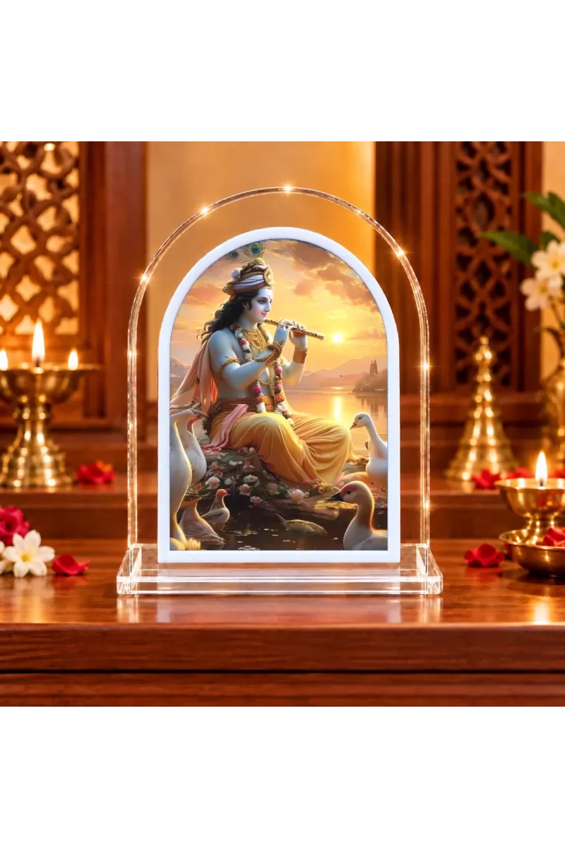 Lord Krishna L Shape Acrylic Showpiece 3 X 3.5 Inch For Home, Office And Car (F177458)