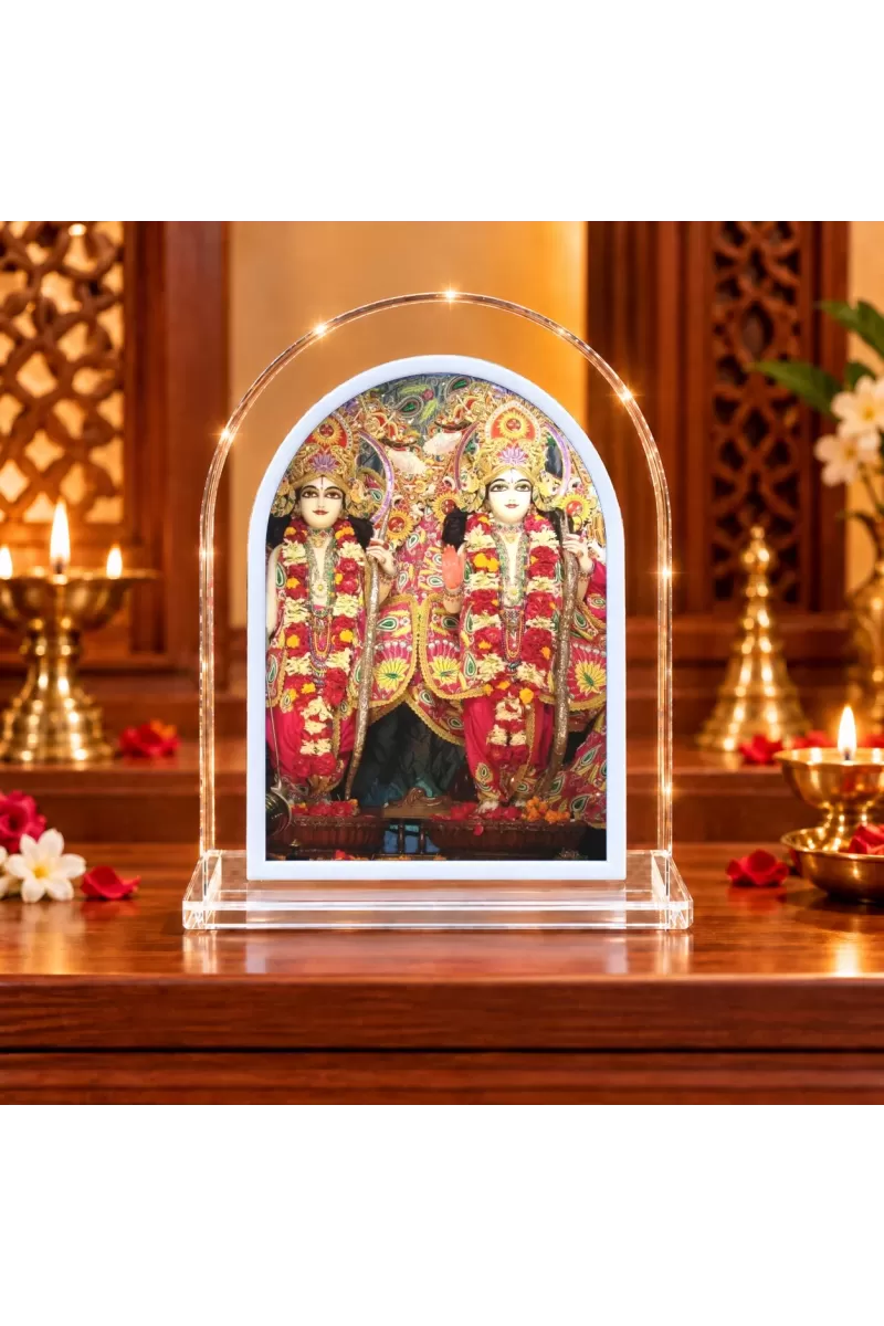 Shree Radha Shree Krishna L Shape Acrylic Showpiece 3 X 3.5 Inch For Home, Office And Car (F177459)