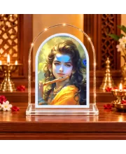 Lord Krishna L Shape Acrylic Showpiece 3 X 3.5 Inch For Home, Office And Car (F177464)