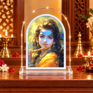 Lord Krishna L Shape Acrylic Showpiece 3 X 3.5 Inch For Home, Office And Car (F177464)