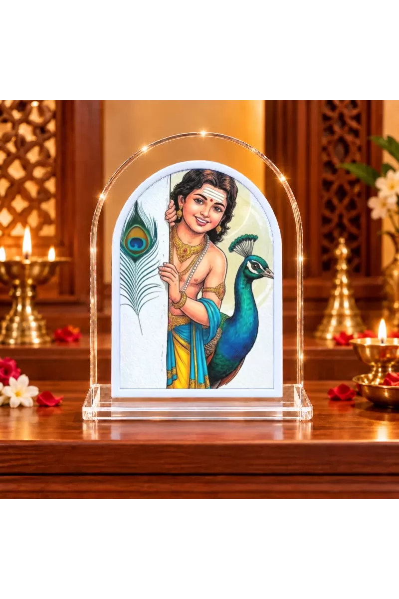 Lord Murugan L Shape Acrylic Showpiece 3 X 3.5 Inch For Home, Office And Car (F177467)