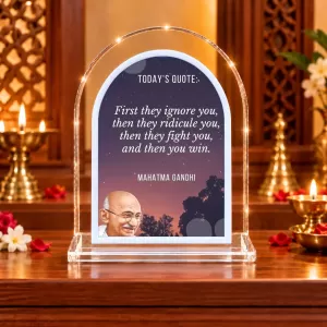 Mahatma Gandhi L Shape Acrylic Showpiece 3 X 3.5 Inch For Home, Office And Car (F177469)