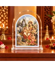 Lord Shiv Family L Shape Acrylic Showpiece 3 X 3.5 Inch For Home, Office And Car (F177470)