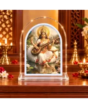 Goddess Saraswati L Shape Acrylic Showpiece 3 X 3.5 Inch For Home, Office And Car (F177471)