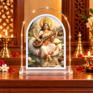 Goddess Saraswati L Shape Acrylic Showpiece 3 X 3.5 Inch For Home, Office And Car (F177471) Goddess Saraswati L Shape Acrylic Showpiece 3 X 3.5 Inch For Home, Office And Car (F177471)