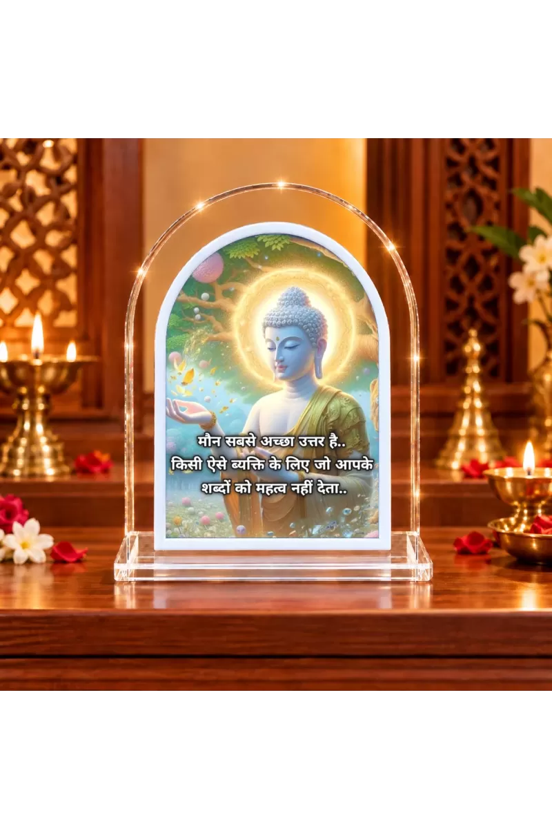 Buddha L Shape Acrylic Showpiece 3 X 3.5 Inch For Home, Office And Car (F177472)