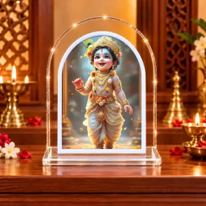 Bal Krishna L Shape Acrylic Showpiece 3 X 3.5 Inch For Home, Office And Car (F177474)