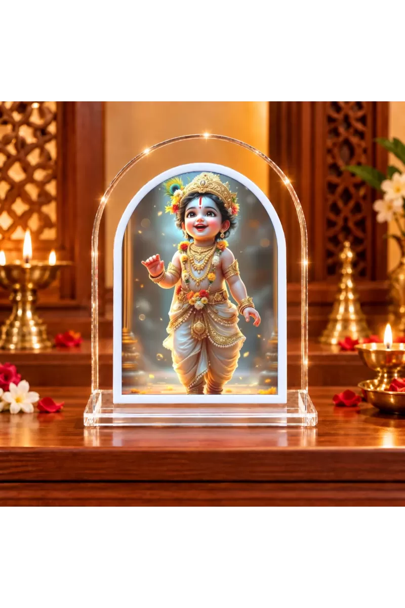 Bal Krishna L Shape Acrylic Showpiece 3 X 3.5 Inch For Home, Office And Car (F177474)