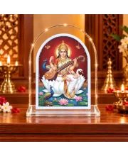 Goddess Saraswati L Shape Acrylic Showpiece 3 X 3.5 Inch For Home, Office And Car (F177477)