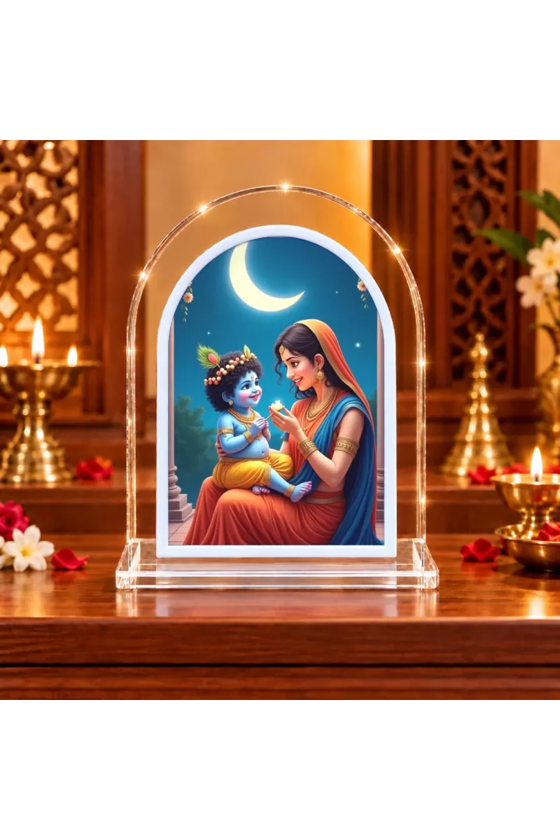 Yashoda Krishna L Shape Acrylic Showpiece 3 X 3.5 Inch For Home, Office And Car (F177478)
