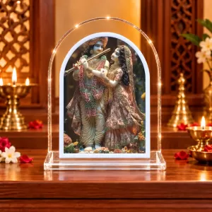 Radha Krishna L Shape Acrylic Showpiece 3 X 3.5 Inch For Home, Office And Car (F177480)