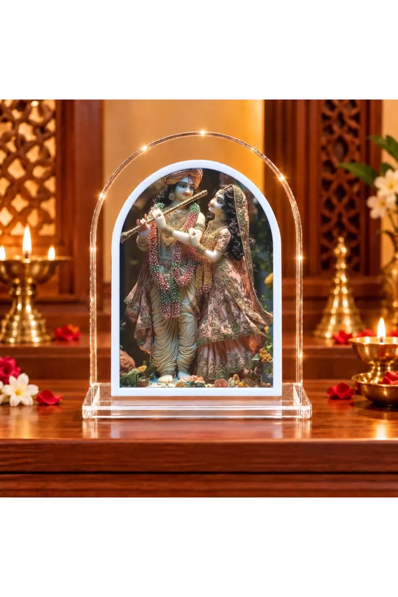 Radha Krishna L Shape Acrylic Showpiece 3 X 3.5 Inch For Home, Office And Car (F177480)