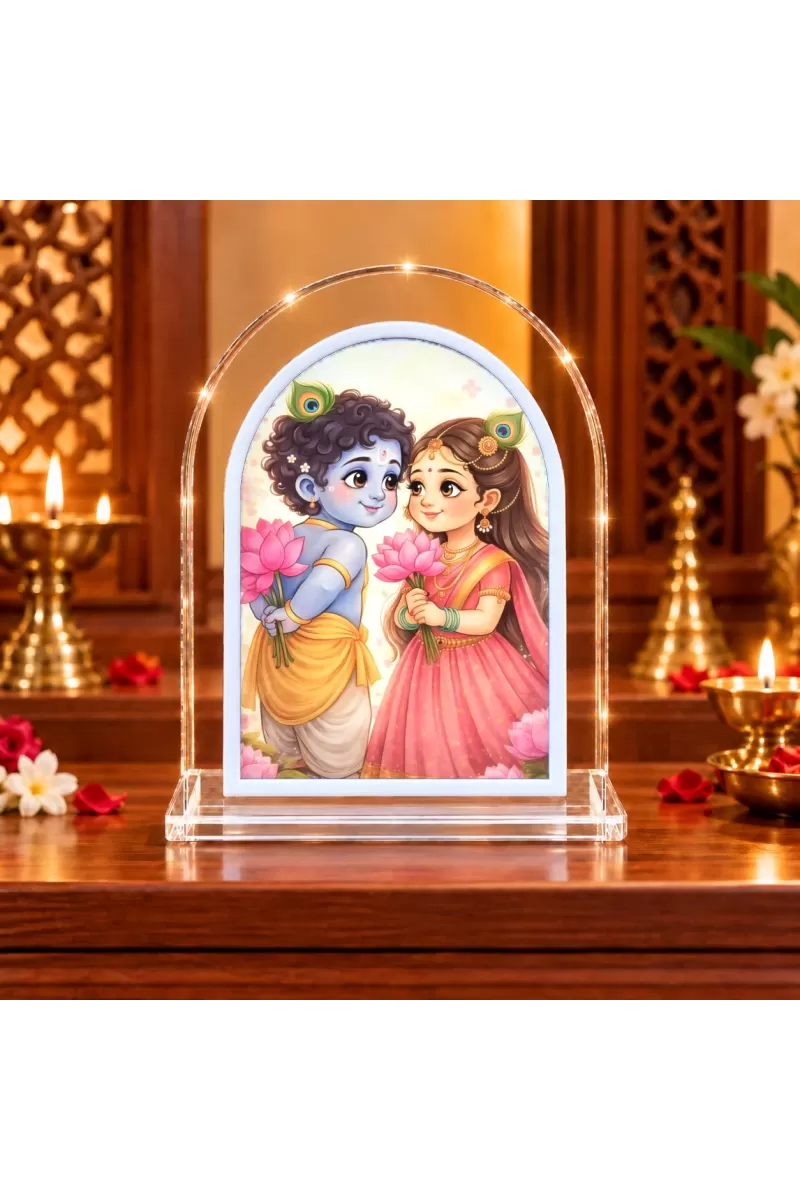 Radha Krishna L Shape Acrylic Showpiece 3 X 3.5 Inch For Home, Office And Car (F177488)