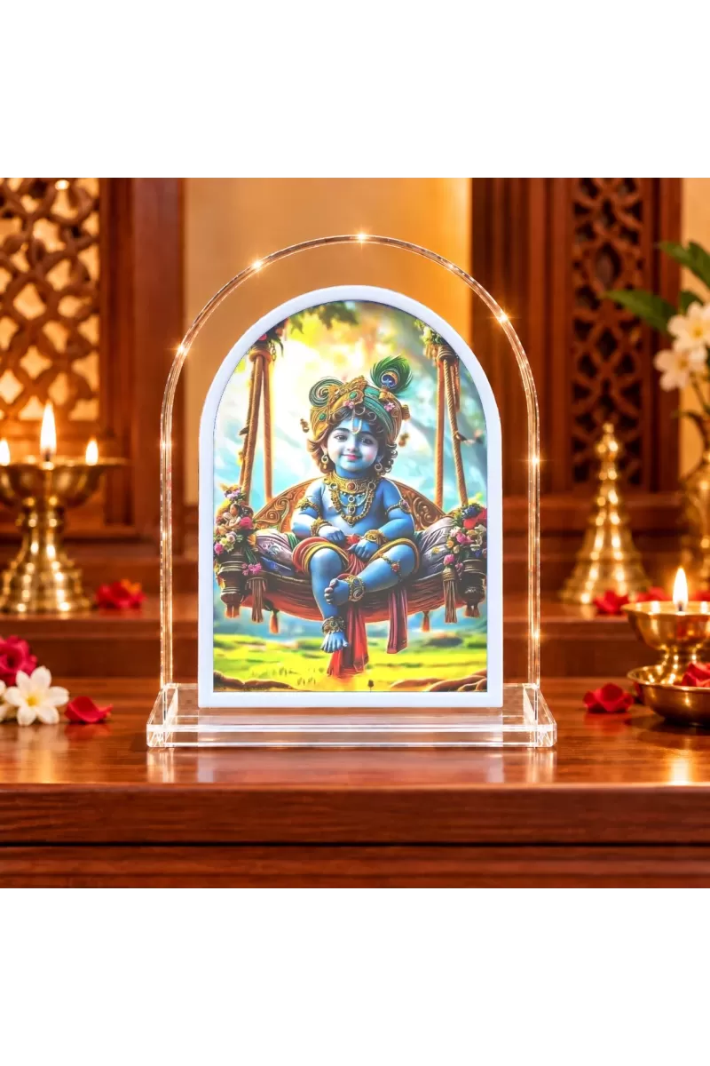 Lord Krishna L Shape Acrylic Showpiece 3 X 3.5 Inch For Home, Office And Car (F177492)