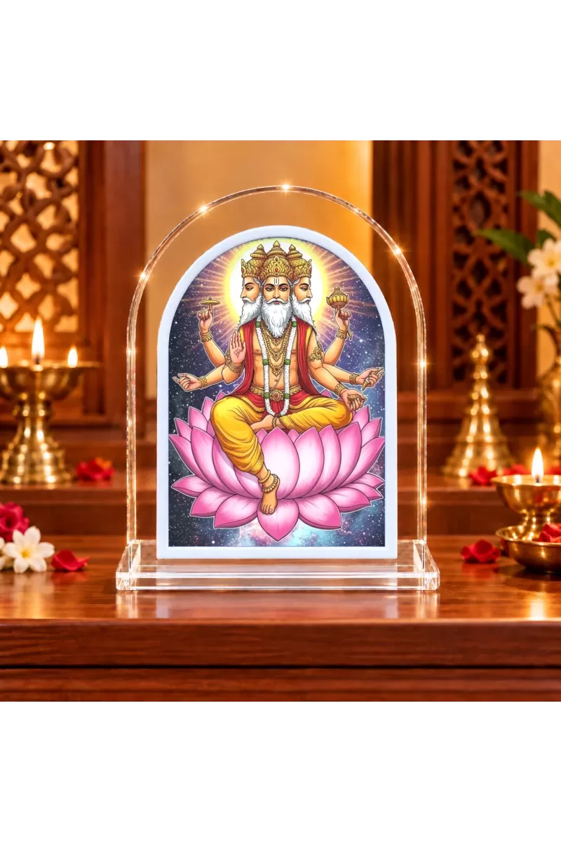 Lord Brahma L Shape Acrylic Showpiece 3 X 3.5 Inch For Home, Office And Car (F177493)
