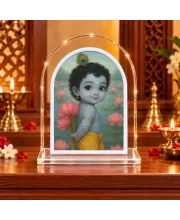 Lord Krishna L Shape Acrylic Showpiece 3 X 3.5 Inch For Home, Office And Car (F177495)