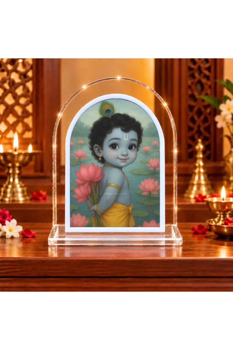 Lord Krishna L Shape Acrylic Showpiece 3 X 3.5 Inch For Home, Office And Car (F177495)