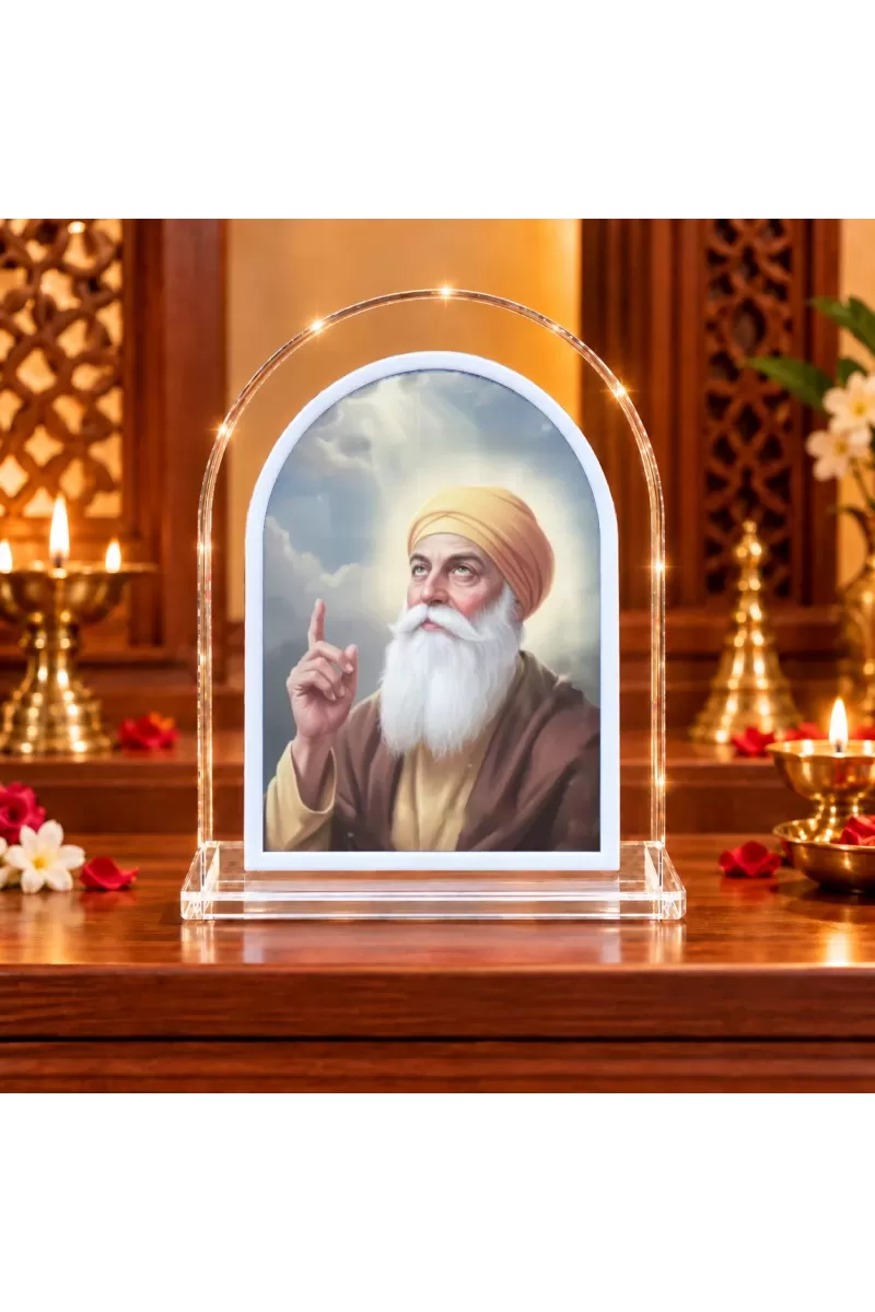 Guru Nanak Dev Ji L Shape Acrylic Showpiece 3 X 3.5 Inch For Home, Office And Car (F177496)