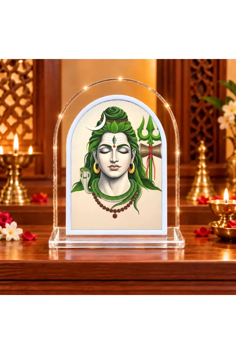Lord Shiva L Shape Acrylic Showpiece 3 X 3.5 Inch For Home, Office And Car (F177497)