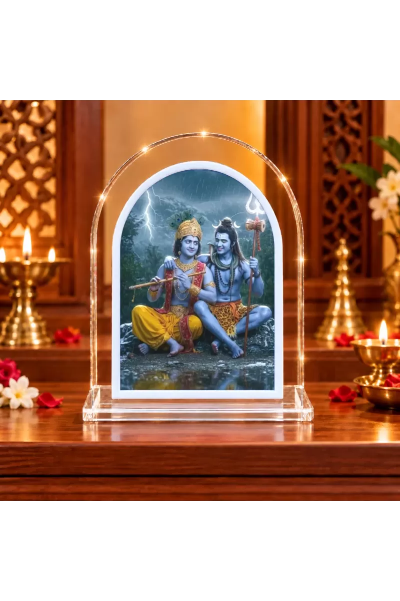 Krishna Shiva L Shape Acrylic Showpiece 3 X 3.5 Inch For Home, Office And Car (F177498)