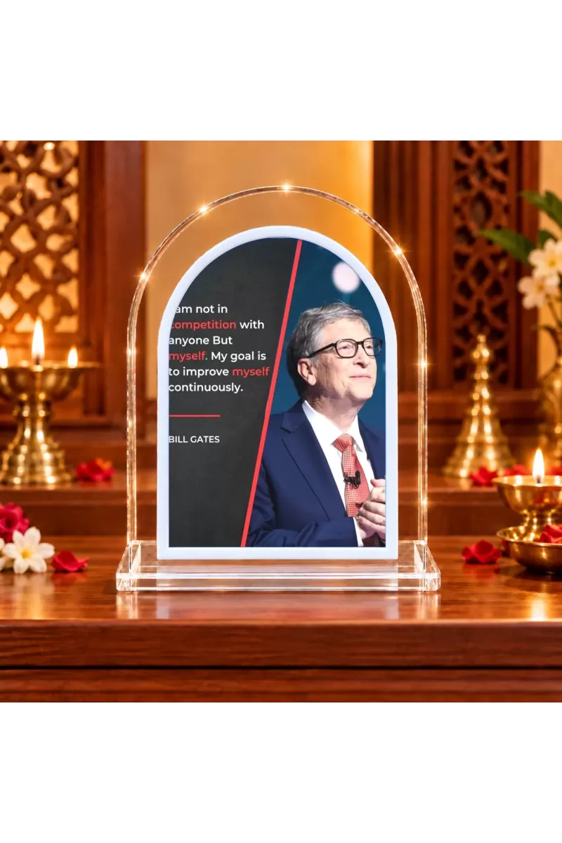 Bill Gates L Shape Acrylic Showpiece 3 X 3.5 Inch For Home, Office And Car (F177499)