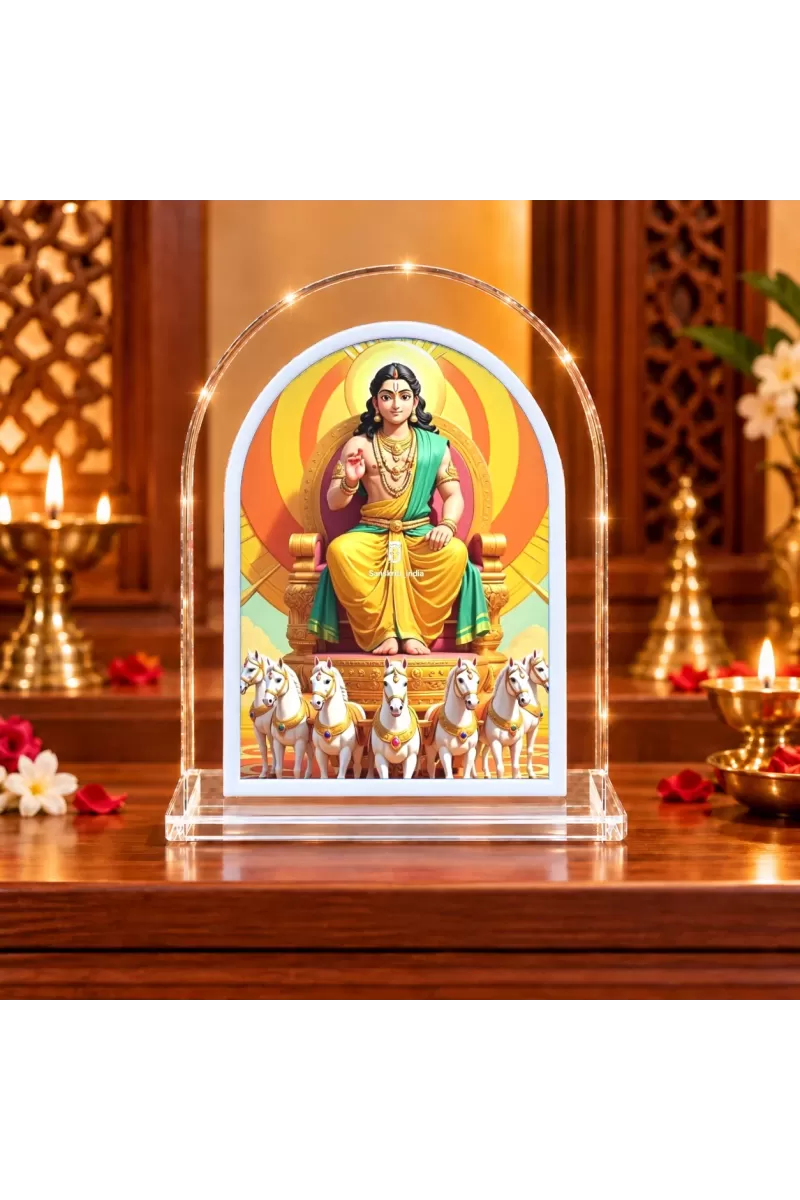 Surya Dev L Shape Acrylic Showpiece 3 X 3.5 Inch For Home, Office And Car (F177504)