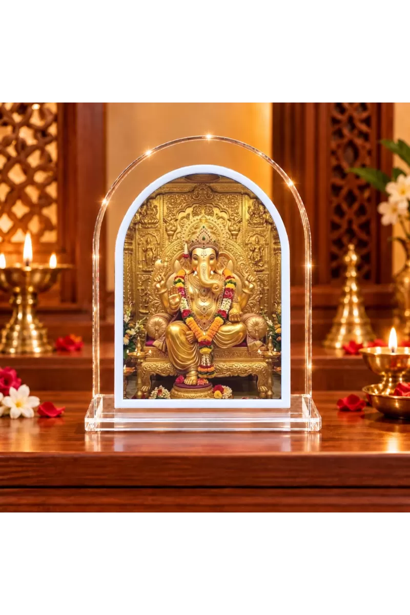 Lord Ganesha L Shape Acrylic Showpiece 3 X 3.5 Inch For Home, Office And Car (F177505)