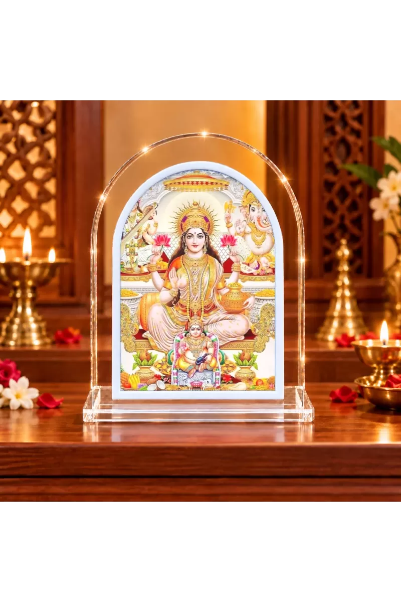 Maha Lakshmi L Shape Acrylic Showpiece 3 X 3.5 Inch For Home, Office And Car (F177511)