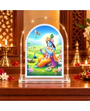 Lord Krishna L Shape Acrylic Showpiece 3 X 3.5 Inch For Home, Office And Car (F177513)