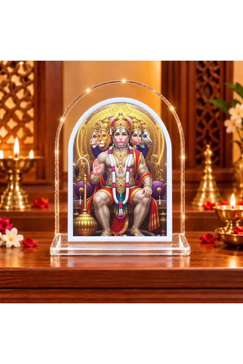 Panchamukhi Hanuman L Shape Acrylic Showpiece 3 X 3.5 Inch For Home, Office And Car (F177519)