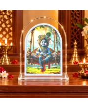 Lord Krishna L Shape Acrylic Showpiece 3 X 3.5 Inch For Home, Office And Car (F177525)