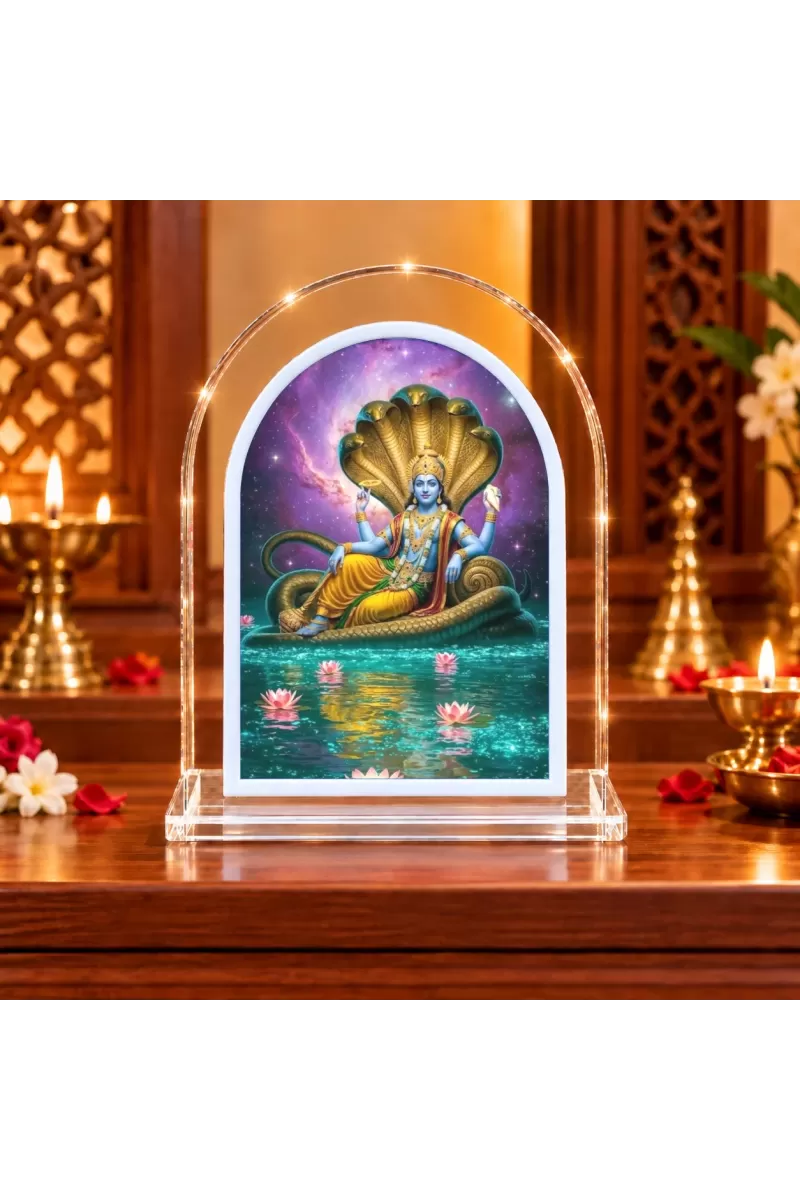 Lord Vishnu L Shape Acrylic Showpiece 3 X 3.5 Inch For Home, Office And Car (F177526)