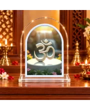 Om Symbol L Shape Acrylic Showpiece 3 X 3.5 Inch For Home, Office And Car (F177527)