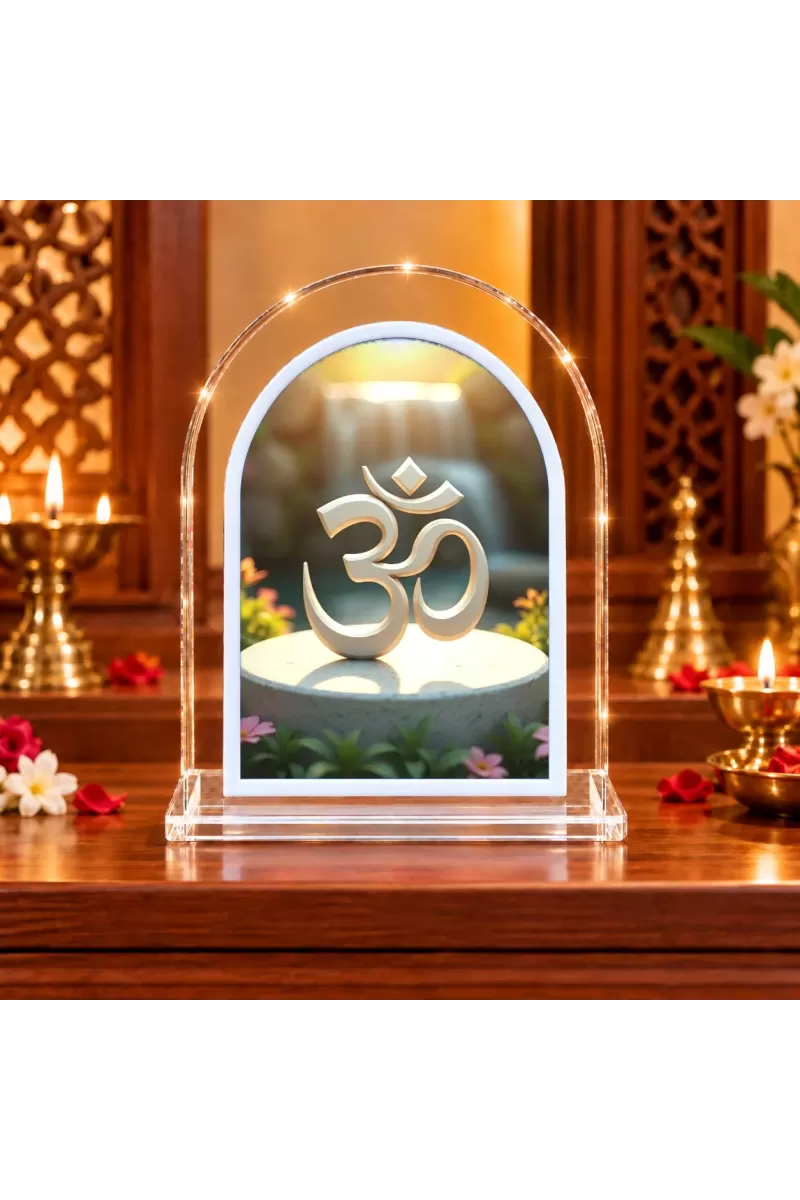 Om Symbol L Shape Acrylic Showpiece 3 X 3.5 Inch For Home, Office And Car (F177527)