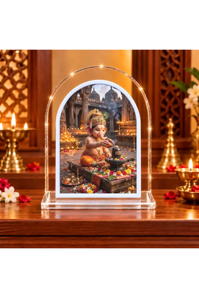 Lord Ganesha L Shape Acrylic Showpiece 3 X 3.5 Inch For Home, Office And Car (F177528)