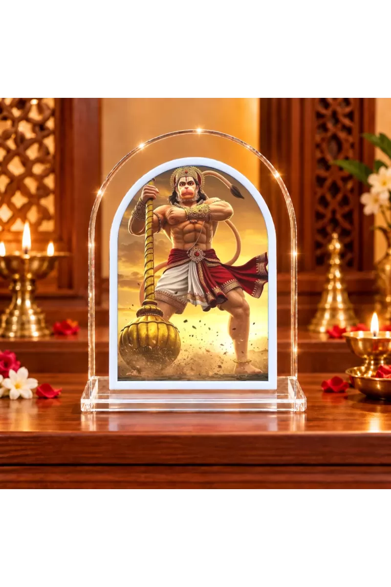 Hanuman L Shape Acrylic Showpiece 3 X 3.5 Inch For Home, Office And Car (F177530)