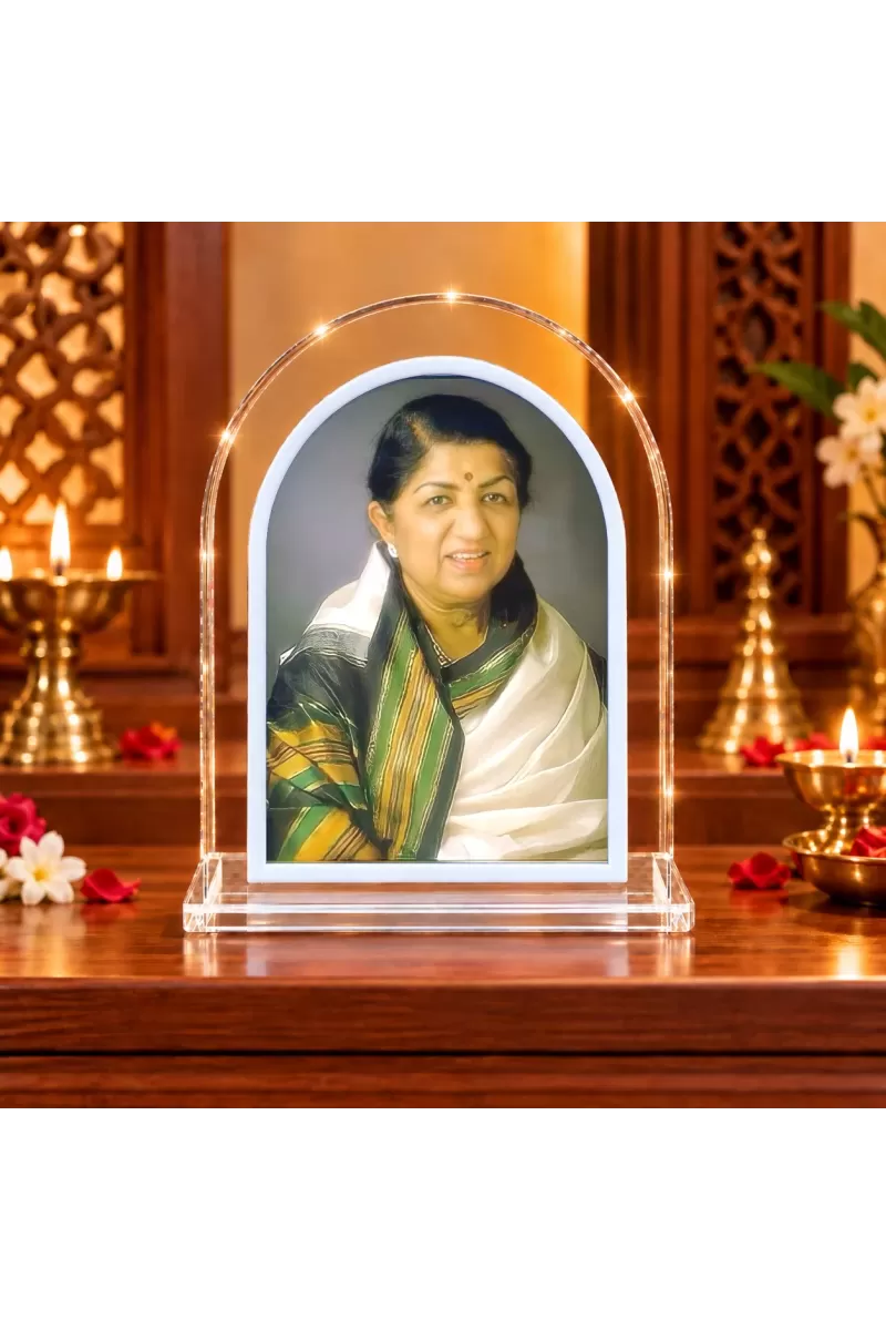 Lata Mangeshkar L Shape Acrylic Showpiece 3 X 3.5 Inch For Home, Office And Car (F177531)