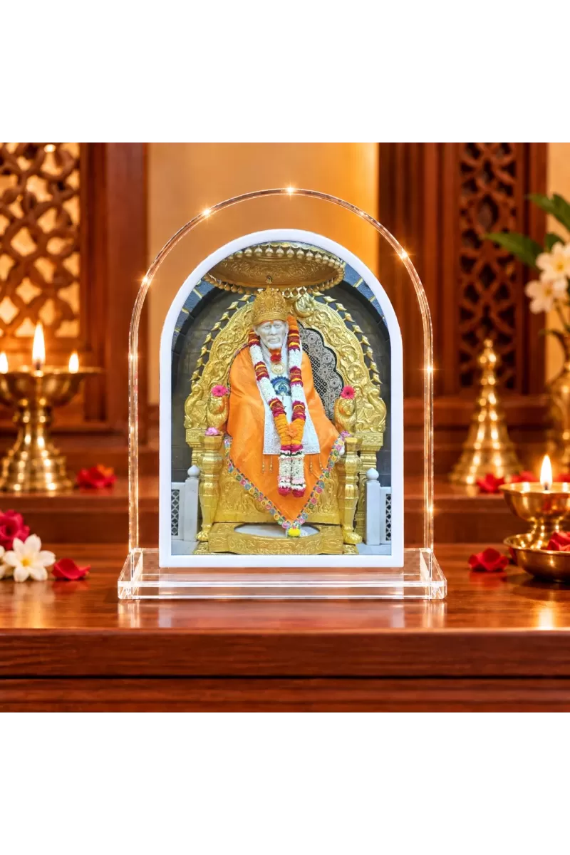 Shirdi Sai Baba L Shape Acrylic Showpiece 3 X 3.5 Inch For Home, Office And Car (F177533)