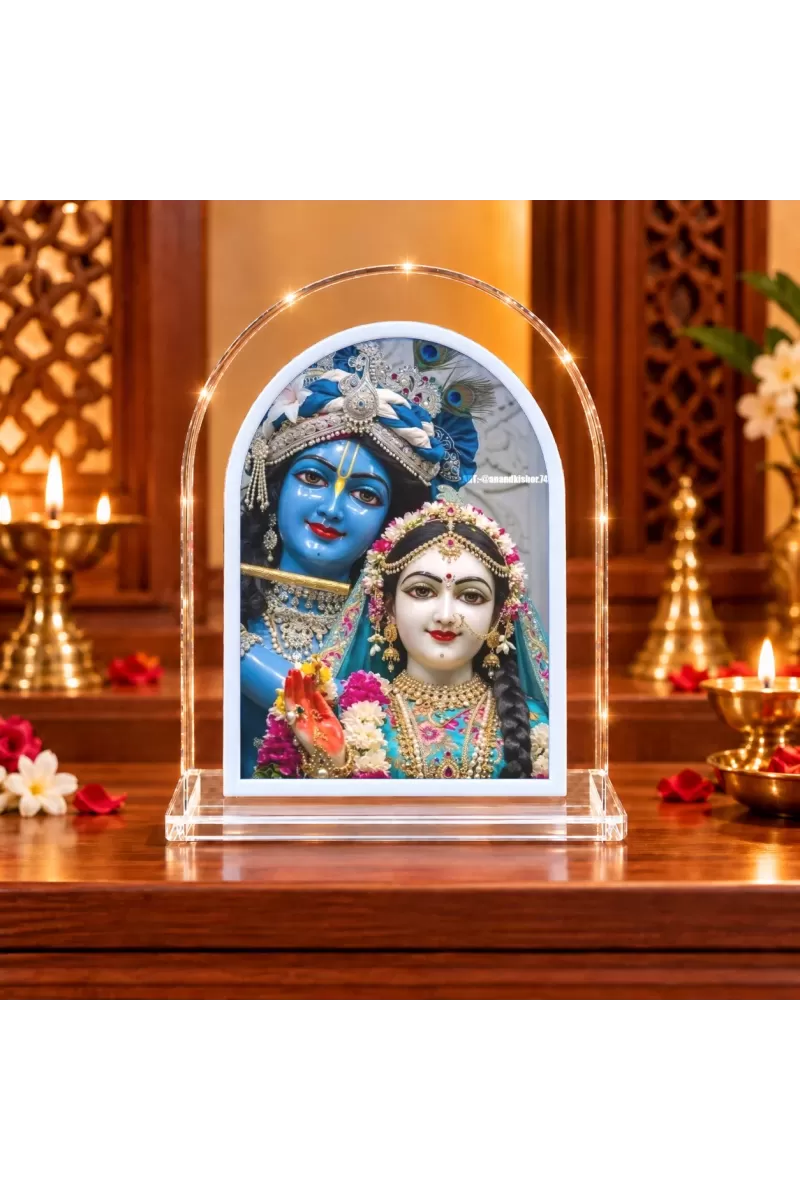 Radha Krishna L Shape Acrylic Showpiece 3 X 3.5 Inch For Home, Office And Car (F177535)