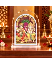 Lakshmi Ganesha L Shape Acrylic Showpiece 3 X 3.5 Inch For Home, Office And Car (F177536)