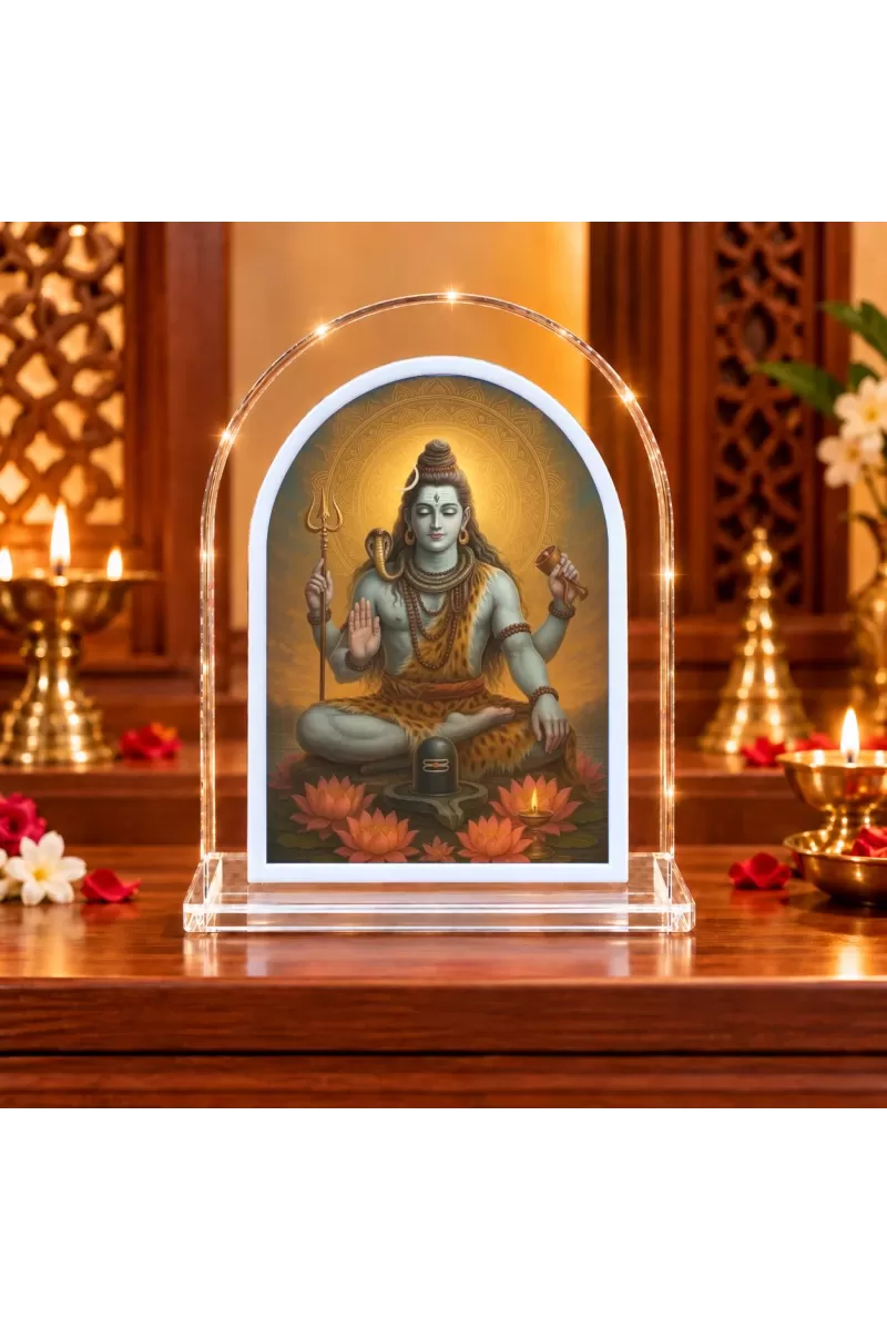 Lord Shiva L Shape Acrylic Showpiece 3 X 3.5 Inch For Home, Office And Car (F177541)
