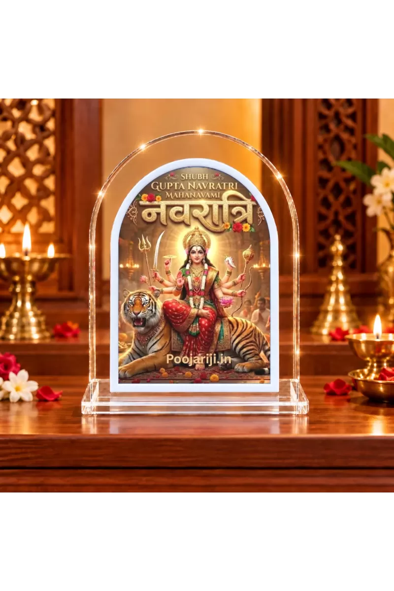 Durga Maa L Shape Acrylic Showpiece 3 X 3.5 Inch For Home, Office And Car (F177543)