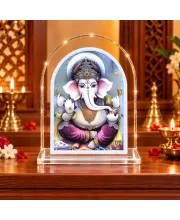 Lord Ganesha L Shape Acrylic Showpiece 3 X 3.5 Inch For Home, Office And Car (F177544)