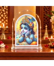 Lord Krishna L Shape Acrylic Showpiece 3 X 3.5 Inch For Home, Office And Car (F177546)