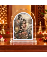 Radha Krishna L Shape Acrylic Showpiece 3 X 3.5 Inch For Home, Office And Car (F177551)
