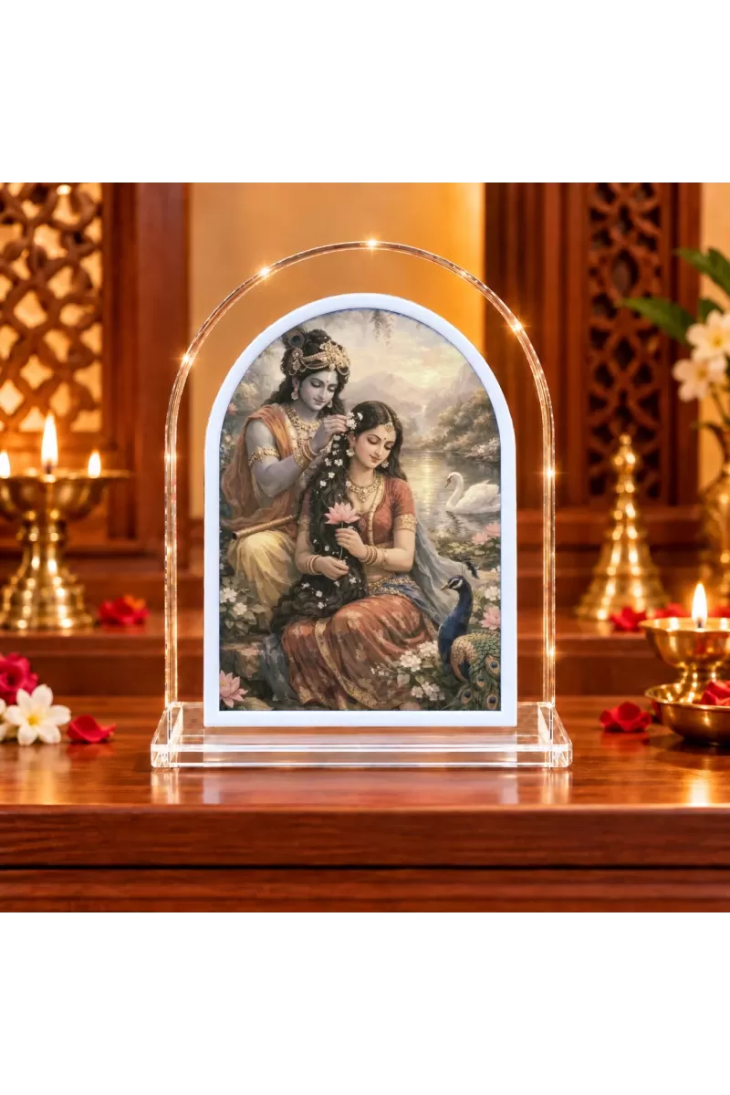 Radha Krishna L Shape Acrylic Showpiece 3 X 3.5 Inch For Home, Office And Car (F177551)