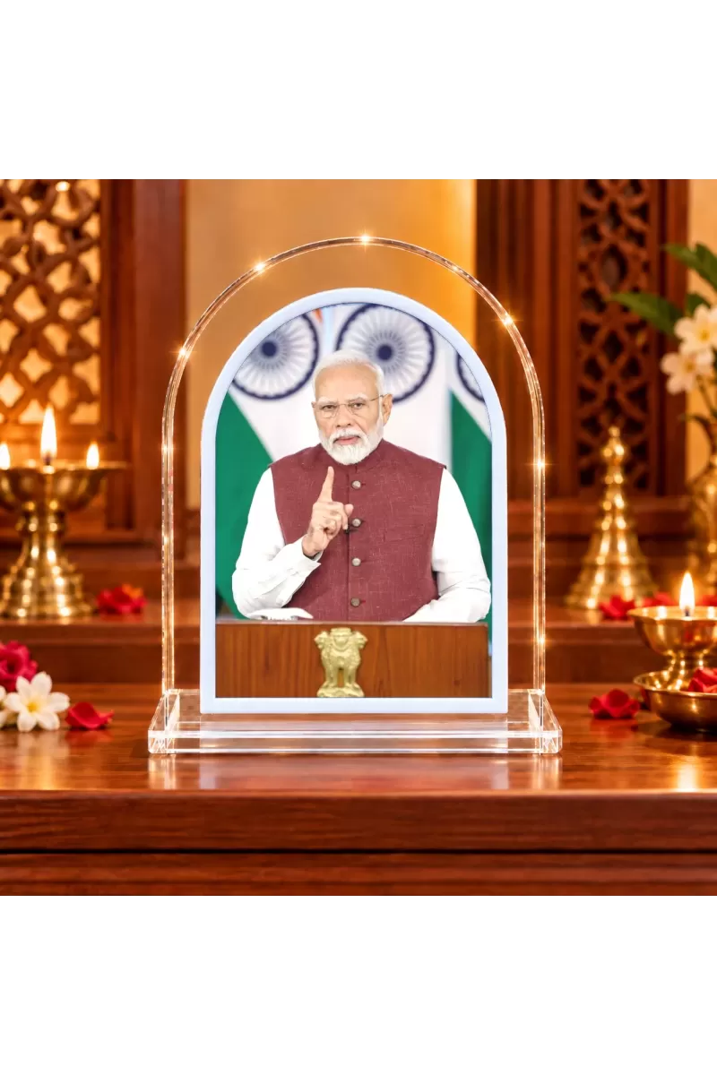 Narendra Modi L Shape Acrylic Showpiece 3 X 3.5 Inch For Home, Office And Car (F177552)