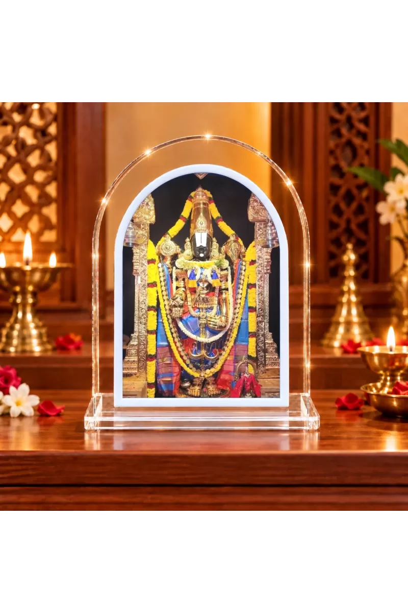 Lord Venkateswara L Shape Acrylic Showpiece 3 X 3.5 Inch For Home, Office And Car (F177555)